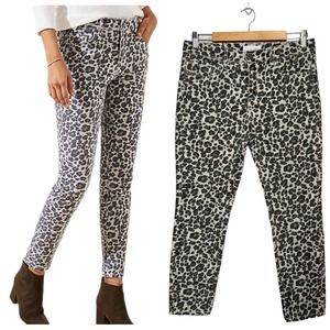 Loft Leopard Modern Skinny 5 Pocket Jeans Black Tan 6/28